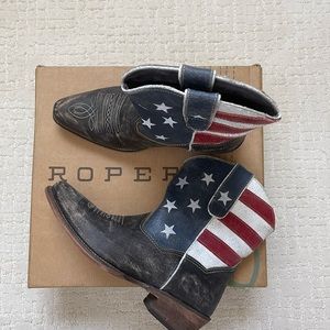 ROPER Cowboy/Cowgirl Booties - Red, White & Blue. Size 8.5